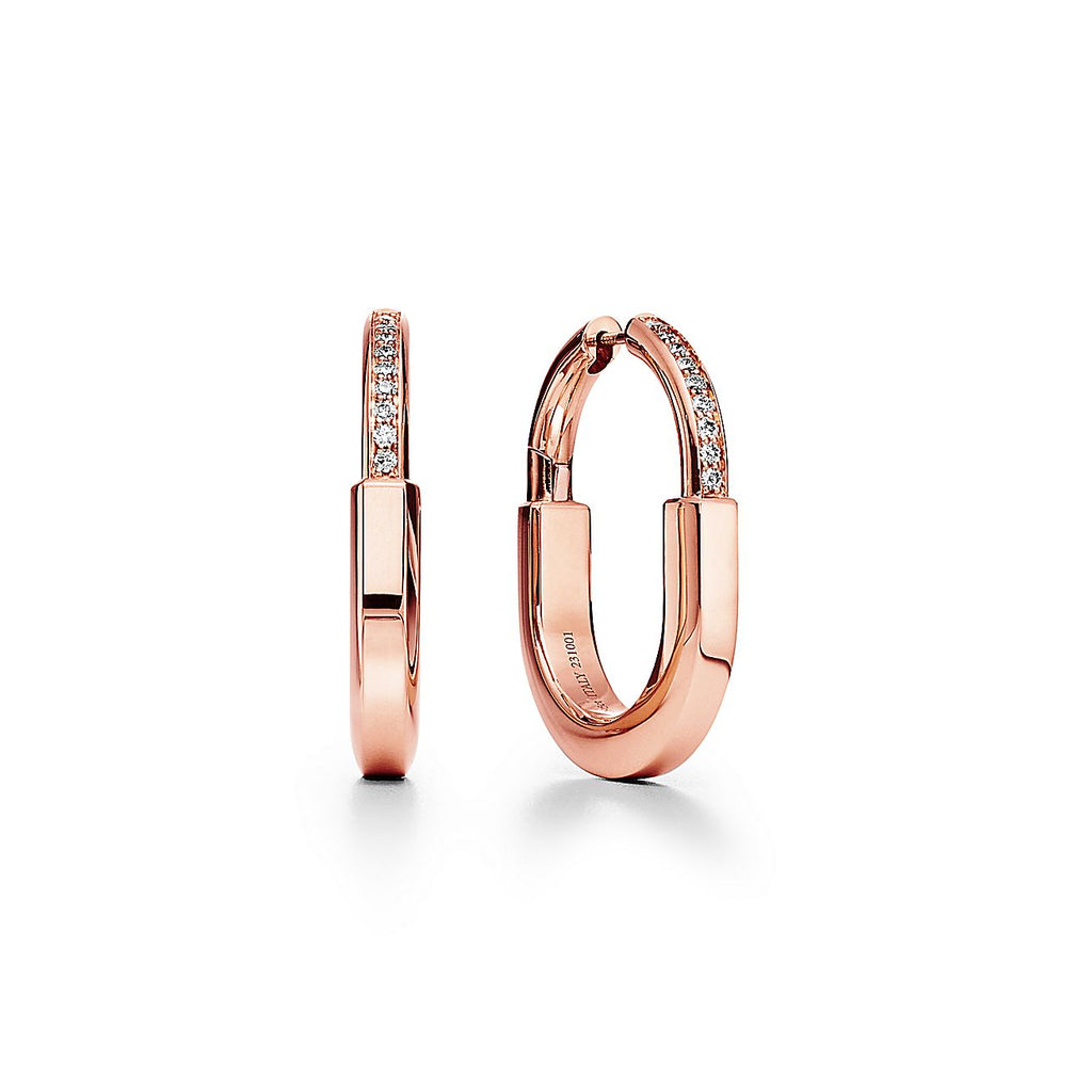 18K Tiffany Lock Diamonds Medium Earrings