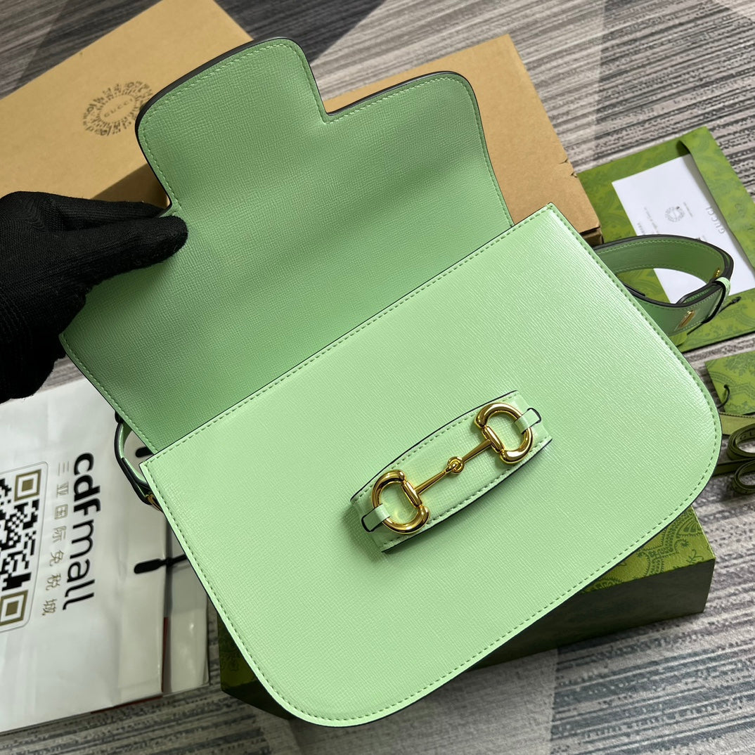 GUCCI HORSEBIT 1955 MINI BAG 25 IN LIGHT GREEN CALFSKIN