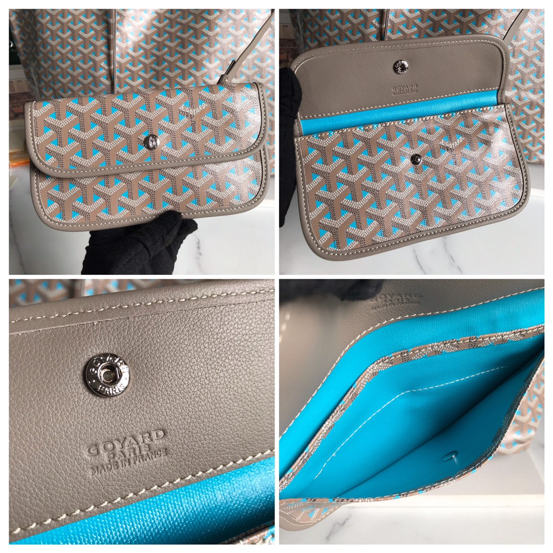 SAINT LOUIS PM 40 IN GREY MIX BLUE GOYARDINE CANVAS AND CALFSKIN