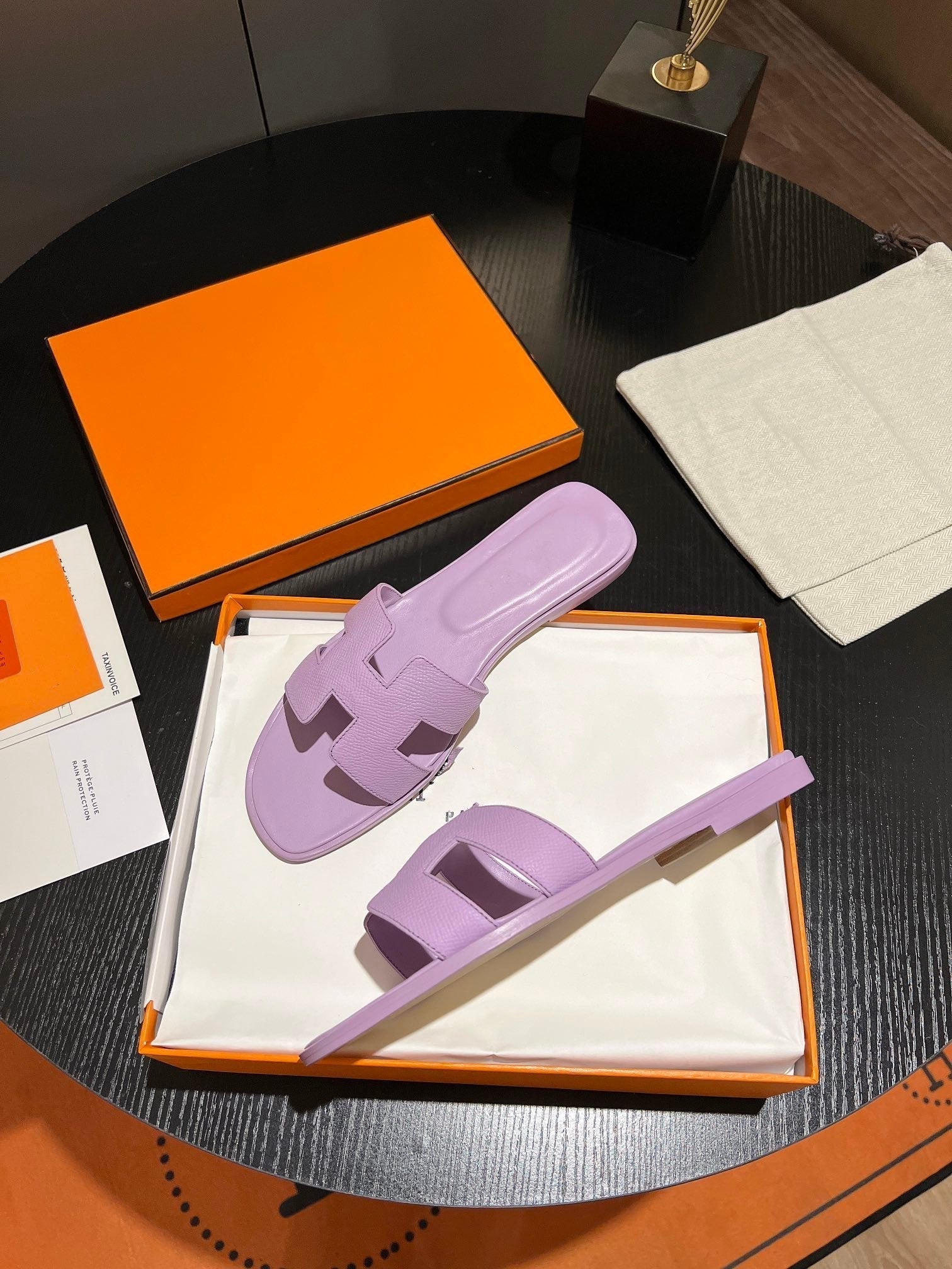 HERMES 0RAN SANDAL Leather Lavender