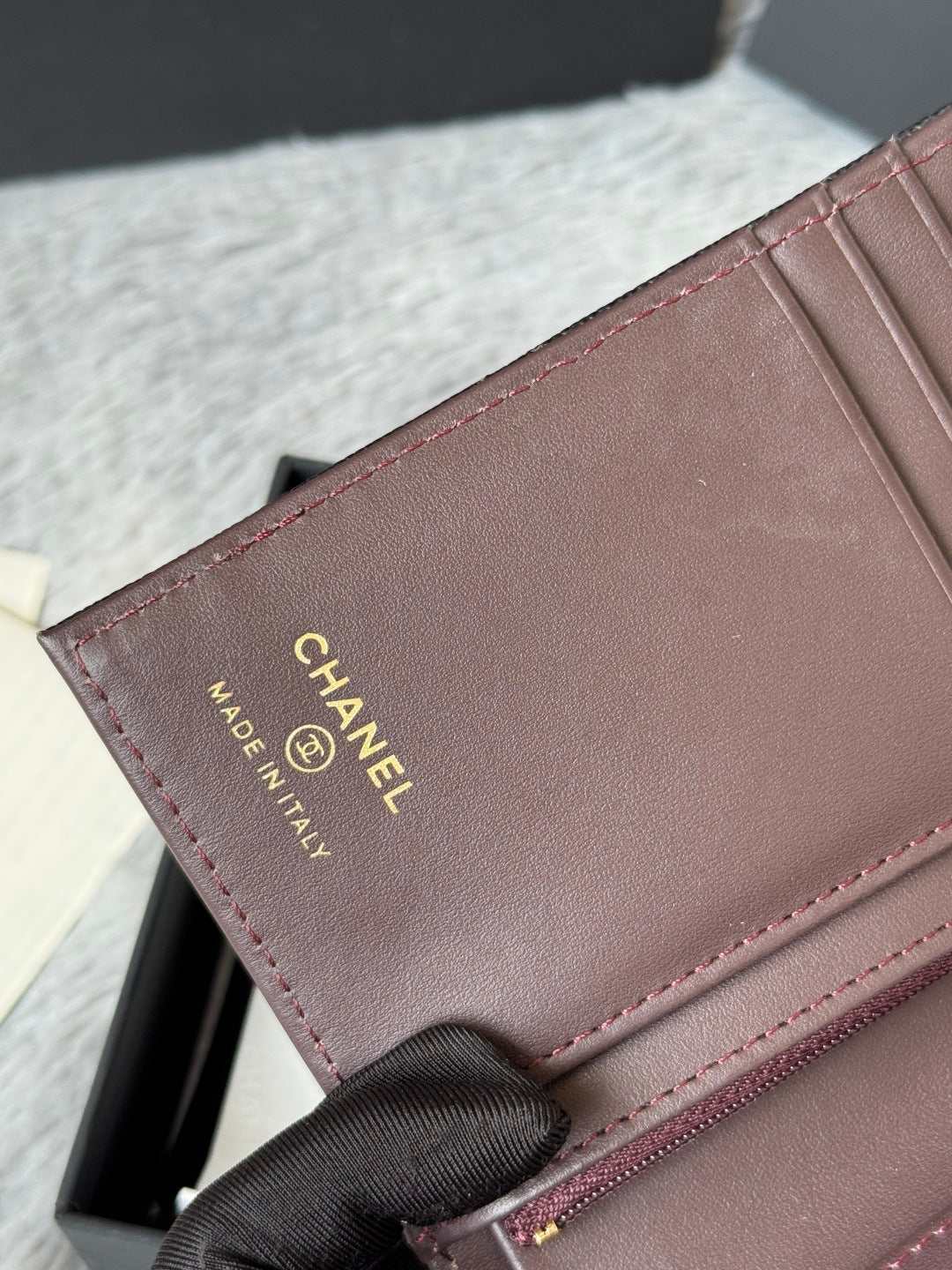 CHANEL 25S MULTI PURPOSE PASSPORT WALLET 15 IN BLACK CALFSKIN GOLD HARDWARE