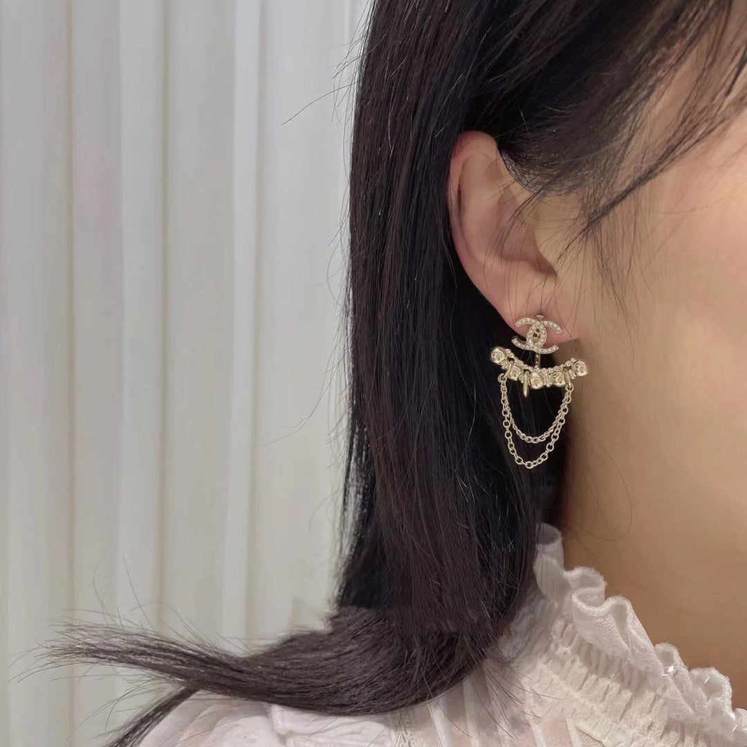 18K  Chanel Chain Earrings