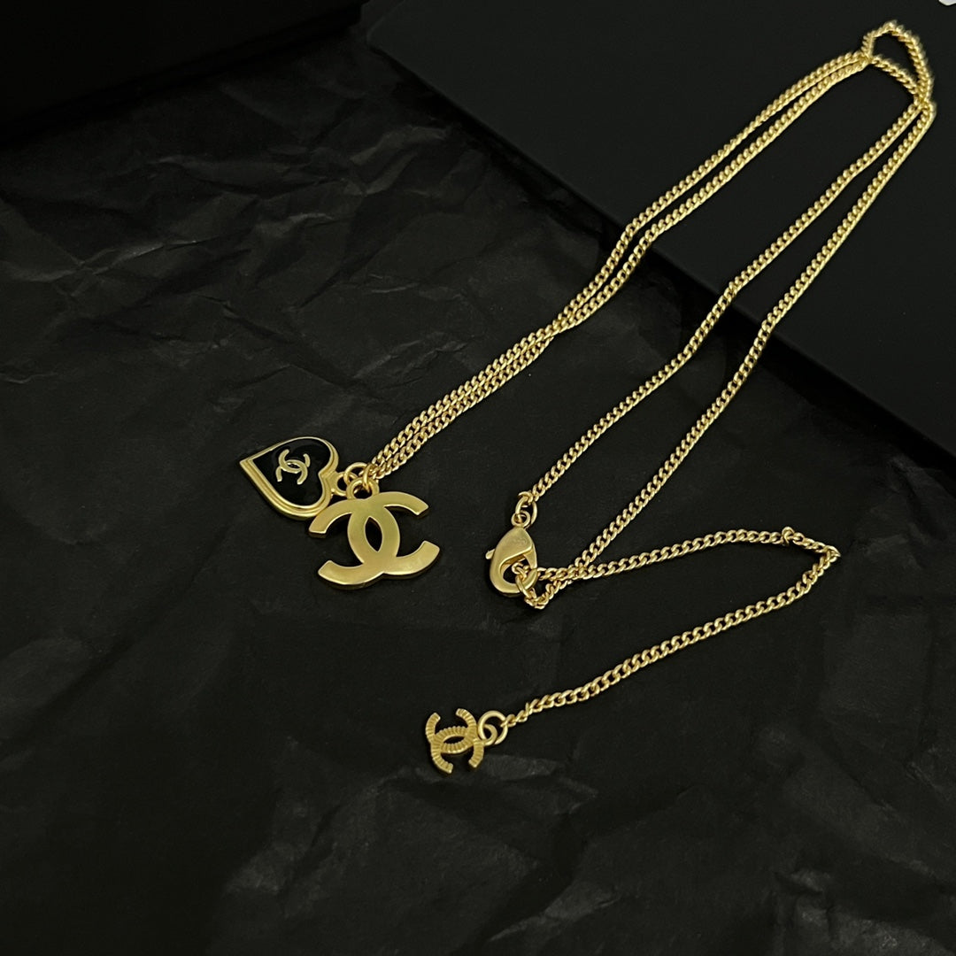 18K  Chanel Black Heart Necklace
