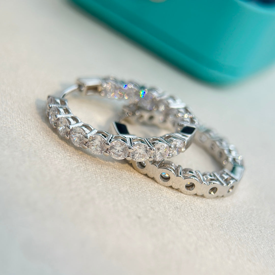 18K Tiffany Hoop Diamonds Earrings