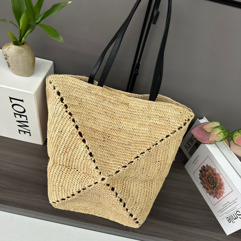 LOEWE 25S PUZZLE FOLD BAG 31 IN NATURAL CALFSKIN SHOULDER STRAP