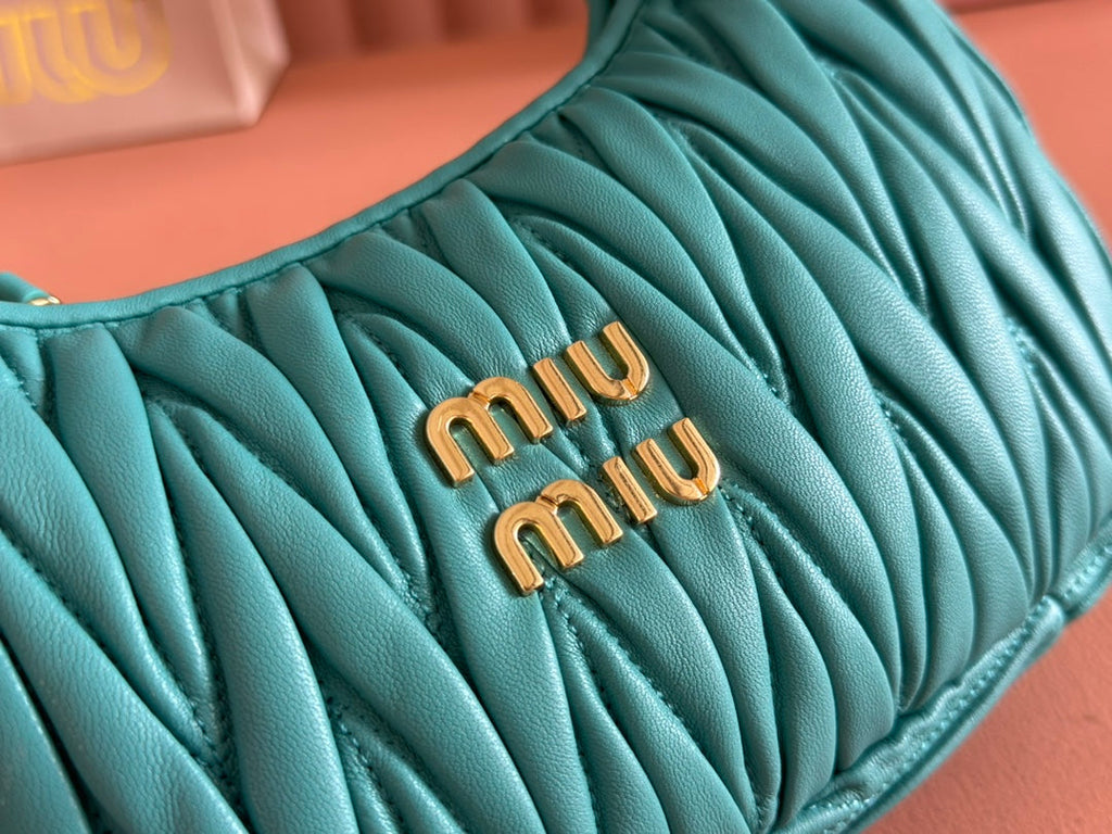 WANDER MATELASSÉ HANDBAG 23 IN LAGOON BLUE LAMBSKIN