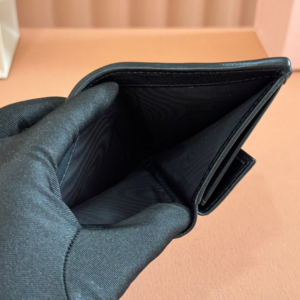 SMALL MATELASSÉ NAPPA LEATHER WALLET BLACK
