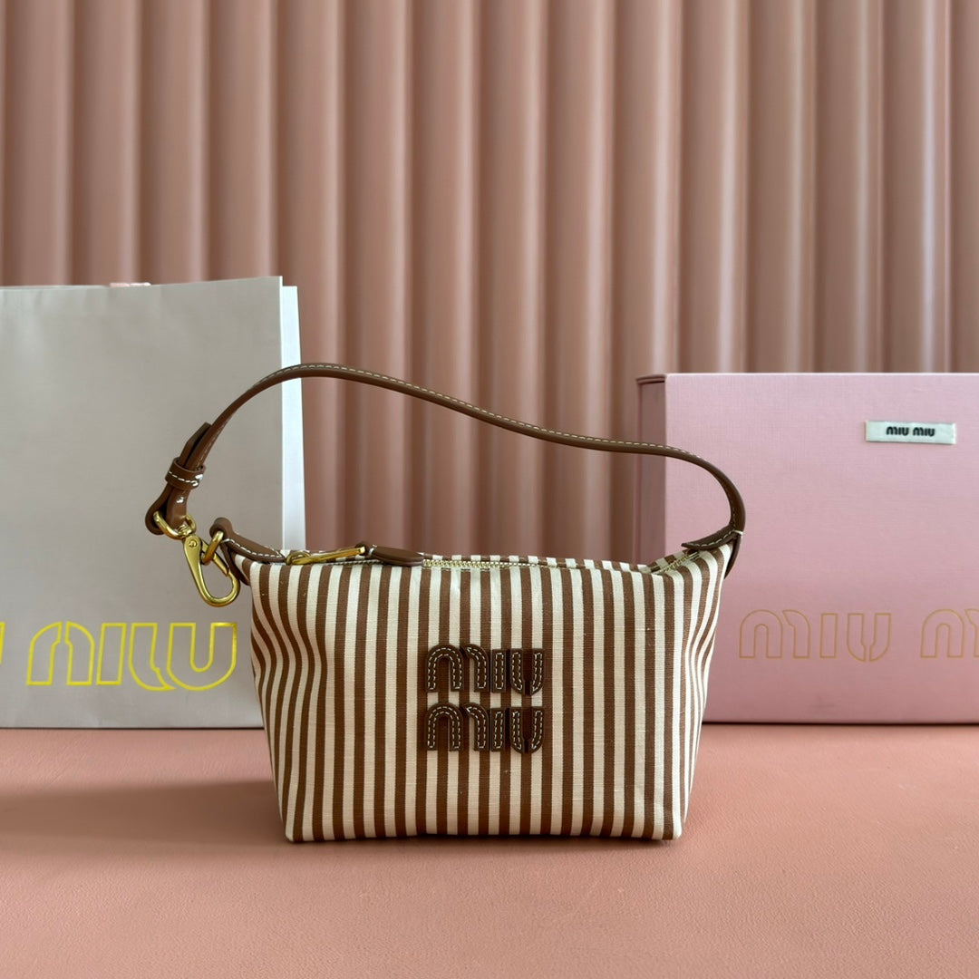 HOBO BAG 25 STRIPED WITH LOGO IN CANVAS GOLD HARDWARE
