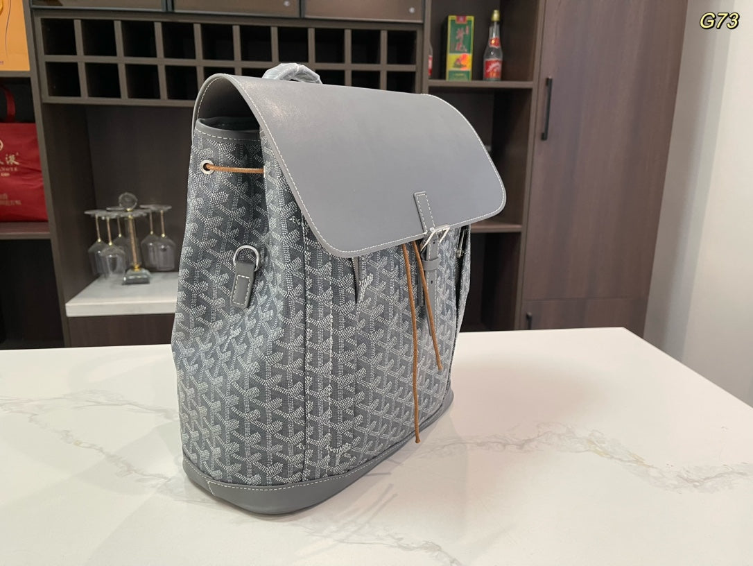ALPIN BACKPACK 37 IN GREY LAMBSKIN AND GOYARDINE CANVAS
